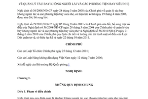 Văn bản hợp nhất 12/NĐHN-BQP 2013 Nghị định quản lý tàu bay không người lái phương tiện bay siêu nhẹ