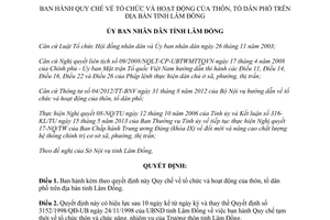 Quyết định 34/2013/QĐ-UBND tổ chức hoạt động thôn tổ dân phố Lâm Đồng