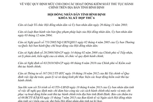 Nghị quyết 03/2013/NQ-HĐND mức chi hoạt động kiểm soát thủ tục hành chính Bình Định