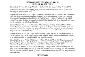 Nghị quyết 11/NQ-HĐND năm 2013 chế độ định mức chi phục vụ Hội đồng nhân dân Bình Định