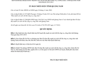 Quyết định 2301/QĐ-UBND 2013 đẩy mạnh cải cách công vụ công chức Quảng Nam