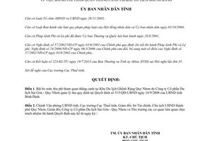 Quyết định 2035/QĐ-UBND 2013 bãi bỏ phí tham quan Ghềnh Ráng Bình Định