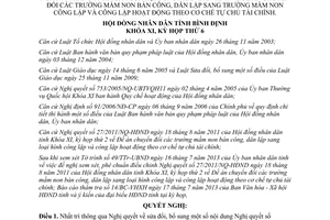 Nghị quyết 09/2013/NQ-HĐND chuyển đổi trường mầm non bán công sang công lập Bình Định