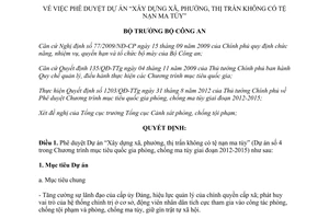 Quyết định 4060/QĐ-BCA-C41 năm 2013 Dự án Xây dựng xã phường thị trấn không có tệ nạn ma túy