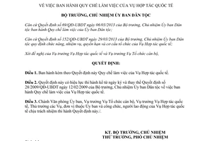 Quyết định 378/QĐ-UBDT Quy chế làm việc vụ hợp tác quốc tế