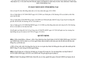 Quyết định 45/2013/QĐ-UBND hỗ trợ dịch vụ y tế người thuộc diện tái định cư Đồng Nai