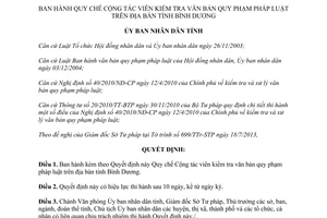 Quyết định 19/2013/QĐ-UBND cộng tác viên kiểm tra văn bản pháp luật Bình Dương
