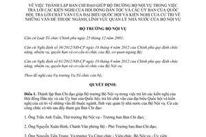 Quyết định 851/QĐ-BNV năm 2013 thành lập Ban Chỉ đạo trả lời kiến nghị