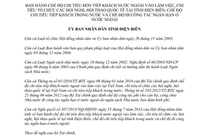 Quyết định 13/2013/QĐ-UBND chi tiêu đón tiếp khách nước ngoài vào làm việc Điện Biên