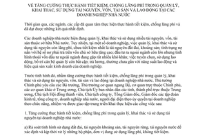 Chỉ thị 16/CT-TTg năm 2013 tiết kiệm chống lãng phí tài nguyên vốn tài sản doanh nghiệp