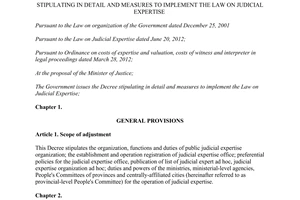 Decree No. 85/2013/ND-CP stipulating in detail the Law on judicial expertise