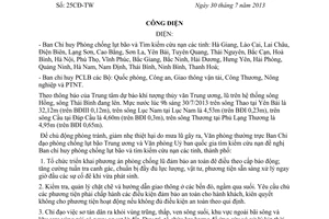 Công điện 25/CĐ-TW năm 2013 vchủ động phòng tránh giảm nhẹ thiệt hại do mưa lũ gây ra