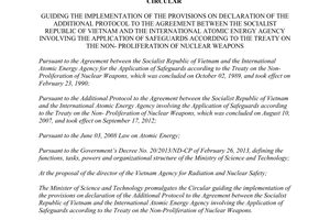 Circular No. 17/2013/TT-BKHCN guiding the provisions on Declaration involving the application of safeguards