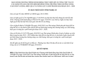 Quyết định 3278/QĐ-UBND 2013 thực hiện tái cơ cấu kinh tế chuyển đổi Nghệ An