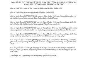 Thông tư 16/2013/TT-BKHCN Quy chuẩn kỹ thuật Mạng lưới quan trắc cảnh báo phóng xạ