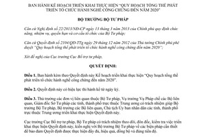 Quyết định 1953/QĐ-BTP 2013 quy hoạch tổng thể phát triển tổ chức hành nghề công chứng 2020