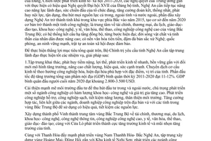 Nghị quyết 26-NQ/TW năm 2013 phát triển tỉnh Nghệ An đến năm 2020 Bộ Chính trị