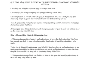 Thông tư 16/2013/TT-BGTVT quản lý vận tải thủy từ bờ ra đảo vùng biển Việt Nam