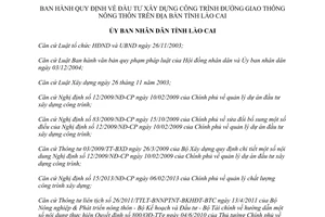 Quyết định 28/2013/QĐ-UBND đầu tư xây dựng công trình đường giao thông nông thôn Lào Cai