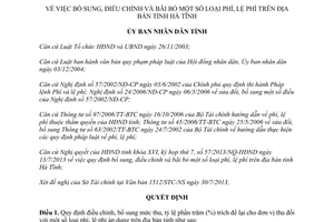 Quyết định 30/2013/QĐ-UBND bổ sung phí lệ phí Hà Tĩnh