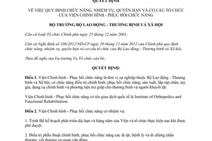 Quyết định 1085/QĐ-LĐTBXH năm 2013 cơ cấu tổ chức Viện Chỉnh hình Phục hồi chức năng