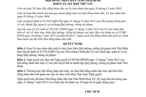 Nghị quyết 04/2013/NQ-HĐND Quỹ phòng chống tội phạm Thái Bình