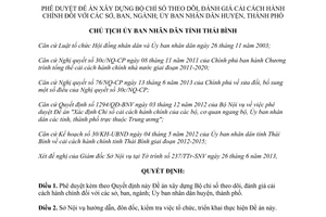 Quyết định 1602/QĐ-UBND 2013 xây dựng Bộ chỉ số theo dõi đánh giá cải cách hành chính Thái Bình