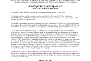 Nghị quyết 122/2013/NQ-HĐND chi hỗ trợ sáng lập viên đối tượng đào tạo bồi dưỡng hợp tác xã Lạng Sơn