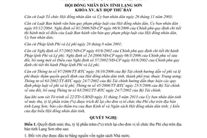 Nghị quyết 116/2013/NQ-HĐND mức thu tỷ lệ phần trăm trích lại cho đơn vị tổ chức thu Phí chợ Lạng Sơn 2013