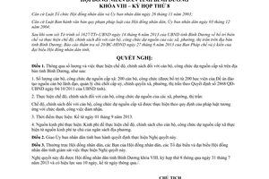 Nghị quyết 05/2013/NQ-HĐND chế độ chính sách cán bộ công chức dự nguồn cấp xã Bình Dương