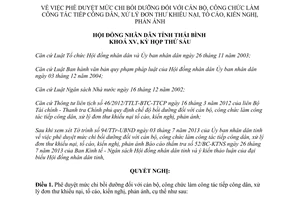 Nghị quyết 02/2013/NQ-HĐND chi bồi dưỡng cán bộ công chức tiếp dân Thái Bình