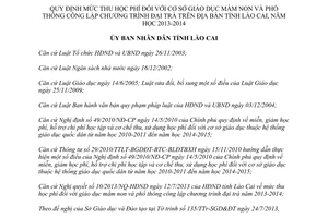 Quyết định 29/2013/QĐ-UBND thu học phí giáo dục mầm non phổ thông Lào Cai 2013 2014