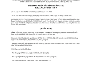 Nghị quyết 18/NQ-HĐND năm 2013 điều chỉnh địa giới hành chính Vĩnh Linh Quảng Trị