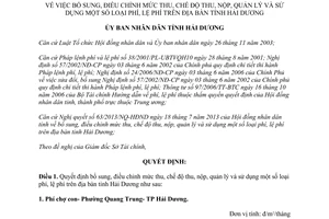 Quyết định 12/2013/QĐ-UBND bổ sung thu nộp quản lý sử dụng phí lệ phí Hải Dương