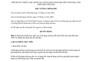 Quyết định 1250/QĐ-TTg năm 2013 Chiến lược quốc gia về đa dạng sinh học