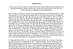 Thông báo 655/TB-VP năm 2013 chống buôn lậu thương mại cửa khẩu hải quan Hồ Chí Minh