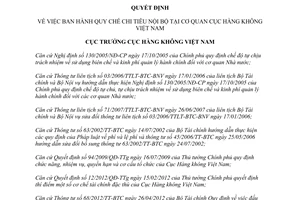 Quyết định 3479/QĐ-CHK năm 2013 Quy chế chi tiêu nội bộ tại cơ quan Cục Hàng không Việt Nam