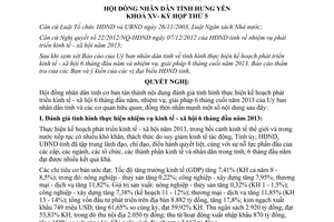 Nghị quyết 07/2013/NQ-HĐND nhiệm vụ phát triển kinh tế xã hội 2013 Hưng Yên