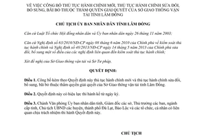 Quyết định 1429/QĐ-UBND 2013 thủ tục hành chính mới sửa đổi bãi bỏ Sở Giao thông vận tải Lâm Đồng