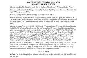 Nghị quyết 03/2013/NQ-HĐND điều chỉnh dự toán chi ngân sách 2013 Thái Bình