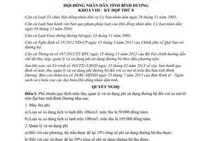 Nghị quyết 03/2013/NQ-HĐND mức thu quản lý phí sử dụng đường bộ Bình Dương