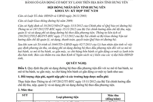 Nghị quyết 08/2013/NQ-HĐND phí sử dụng đường bộ theo đầu phương tiện Hưng Yên