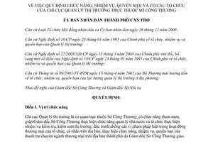 Quyết định 15/2013/QĐ-UBND chức năng Chi cục Quản lý thị trường Sở Công Thương Cần Thơ