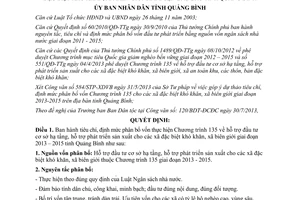 Quyết định 18/2013/QĐ-UBND tiêu chí phân bổ vốn Chương trình 135 Quảng Bình