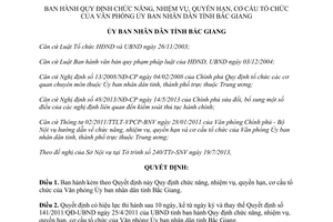 Quyết định 374/2013/QĐ-UBND chức năng tổ chức văn phòng Ủy ban Bắc Giang