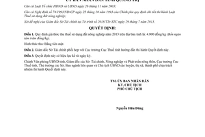 Quyết định 1370/QĐ-UBND 2013 giá thóc thu thuế sử dụng đất nông nghiệp Quảng Trị