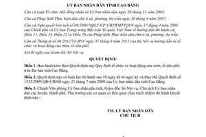 Quyết định 1110/2013/QĐ-UBND tổ chức hoạt động xóm tổ dân phố Cao Bằng