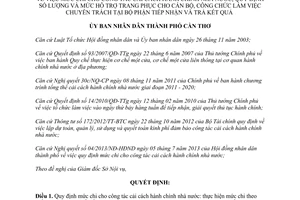 Quyết định 16/2013/QĐ-UBND mức chi cải cách hành chính hỗ trợ trang phục cán bộ Cần Thơ