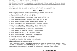 Quyết định 2012/QĐ-UBND năm 2013 công nhận trường Tiểu học đạt chuẩn Quốc gia Vĩnh Phúc