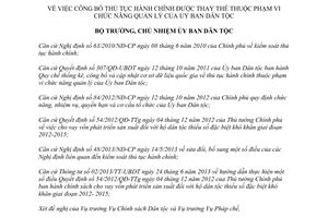 Quyết định 390/QĐ-UBDT năm 2013 công bố thủ tục hành chính Ủy ban Dân tộc